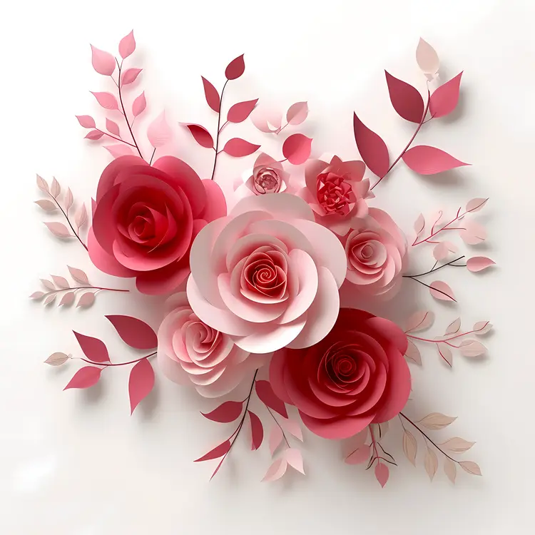 Vibrant Paper Flowers in Pink and Red