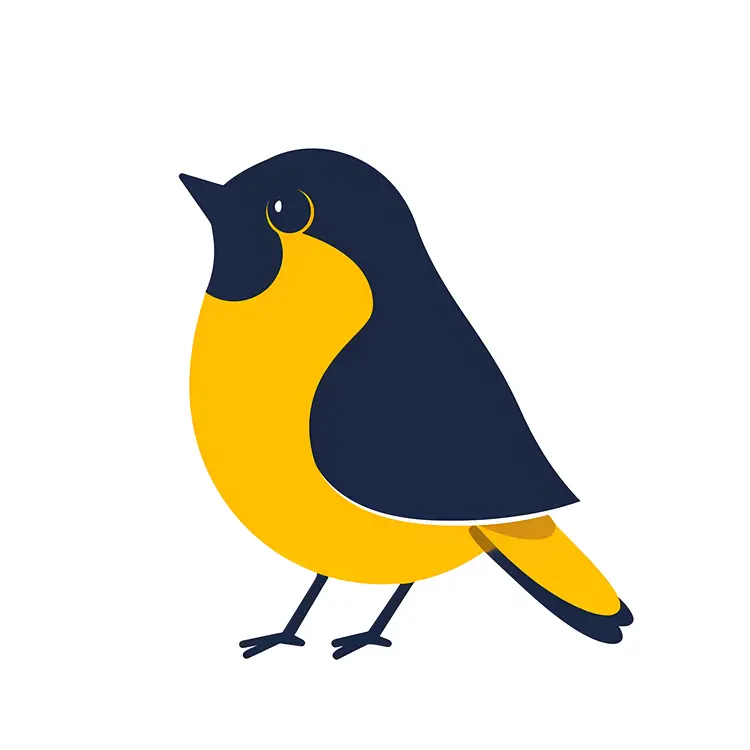 Cute Yellow and Blue Cartoon Bird