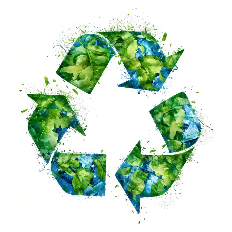 Green Recycle Symbol with Leaves