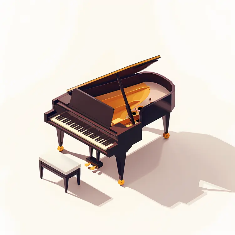 Elegant Grand Piano with Bench