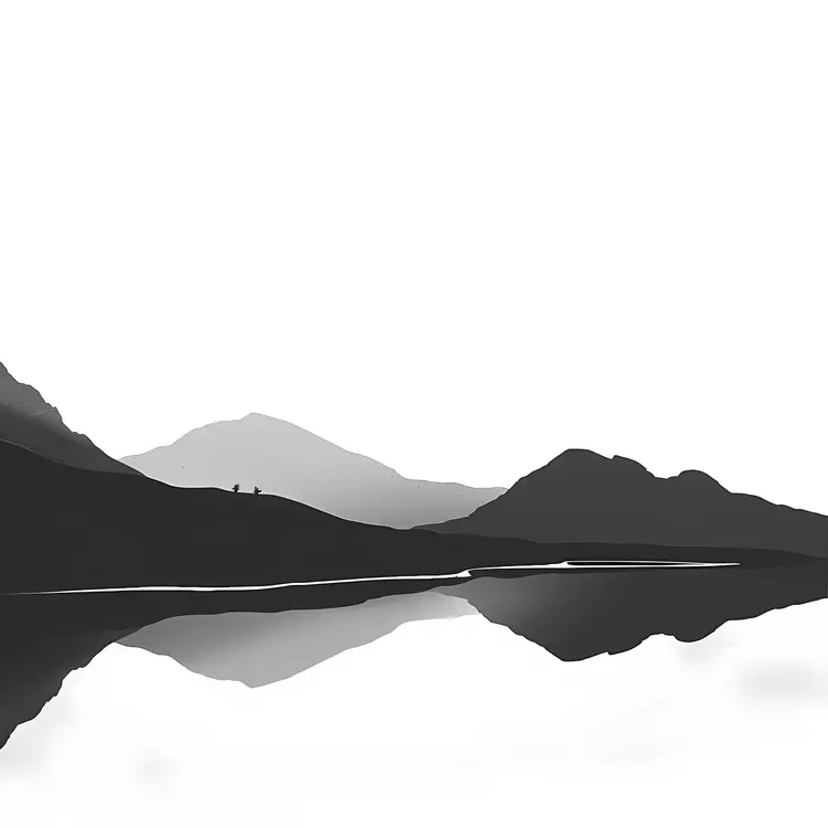 Monochrome Mountain Reflection