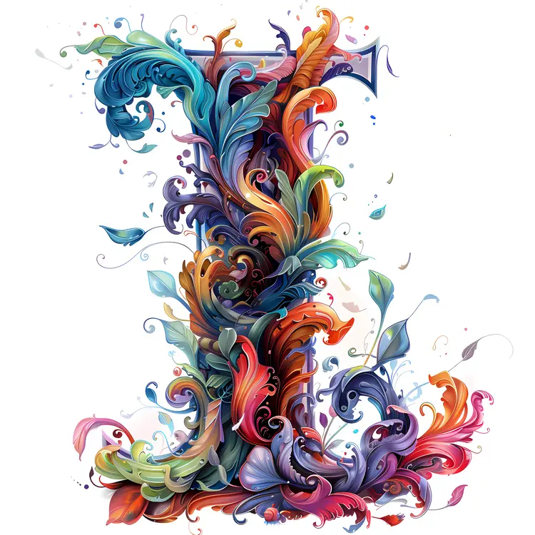 Colorful Floral Letter I