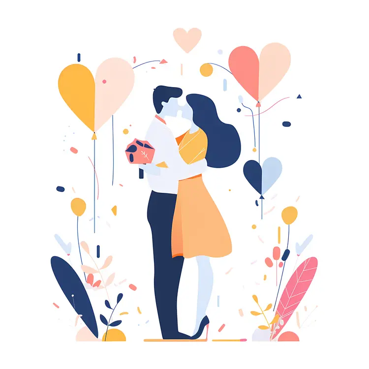 Romantic Couple with Balloons