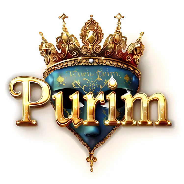 Golden Purim Crown with Text
