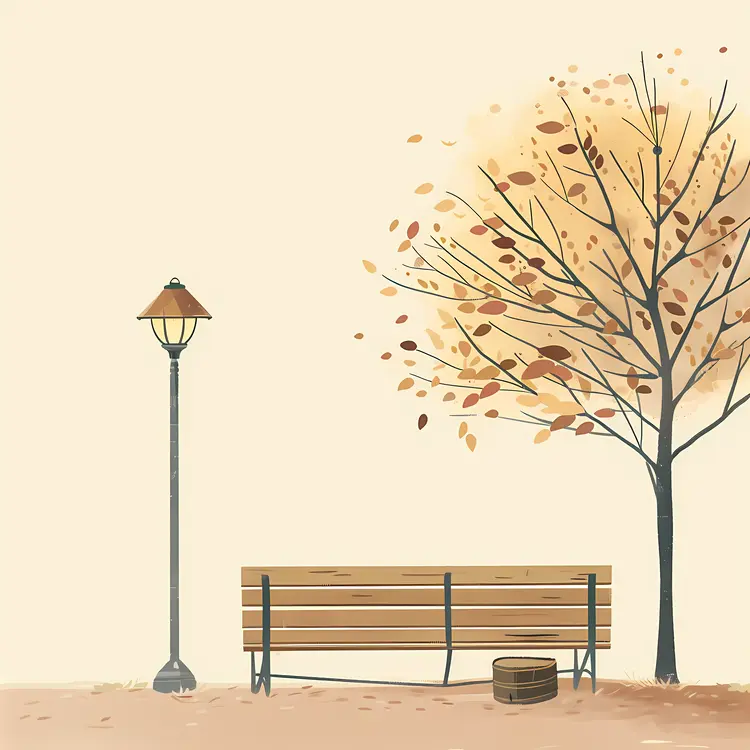 Autumn Leaves and Park Bench