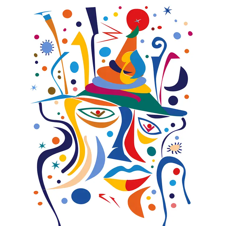 Abstract Face with Colorful Hat
