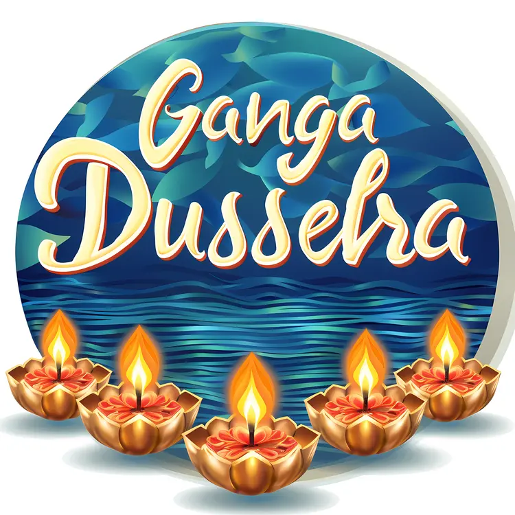 Ganga Dussehra Festival Illustration with Candles