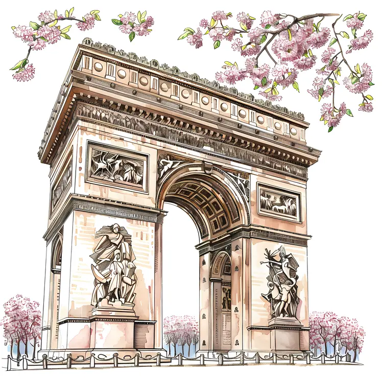 Arc de Triomphe with Cherry Blossoms