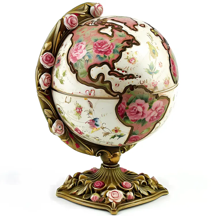 Vintage Floral Globe with Roses