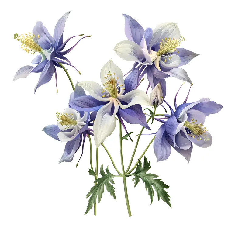 Blue and White Flowers Illustration