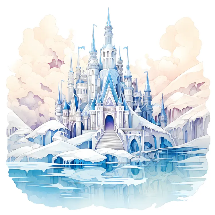 Charming Ice Castle in a Snowy Realm