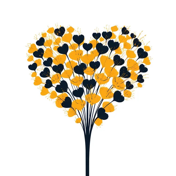 Yellow and Black Heart-shaped Dandelion