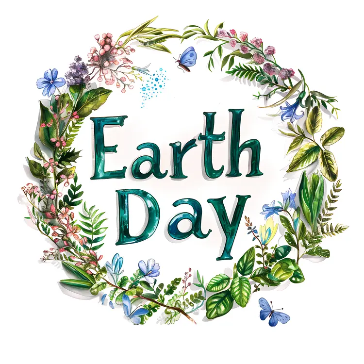 Earth Day with Flowers and Leaves