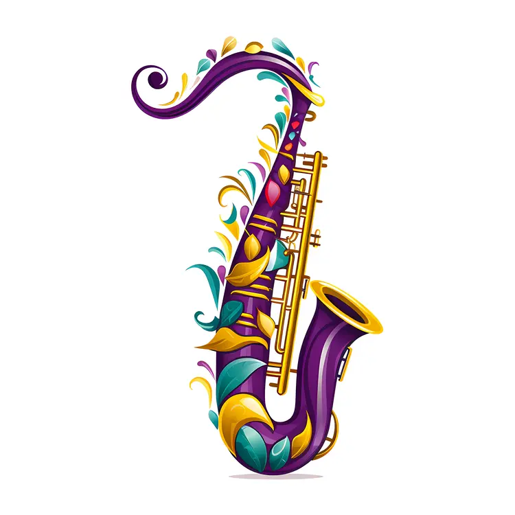 Decorative Saxophone with Mardi Gras Colors
