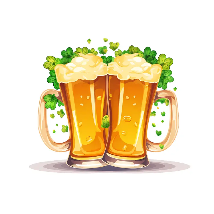 Beer Mugs with Shamrocks for St. Patrick's Day
