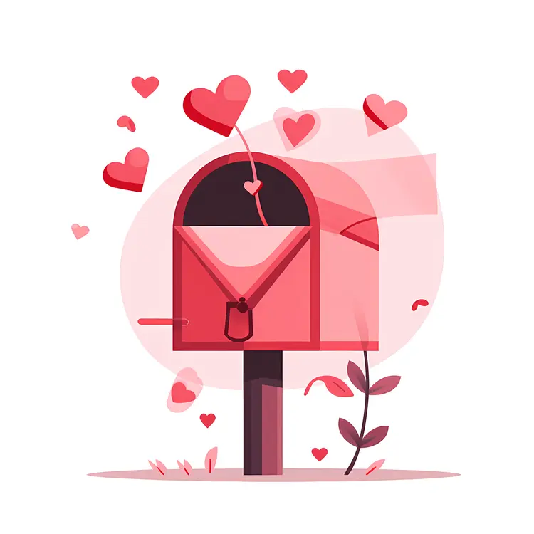 Red Mailbox with Hearts for Valentine's Day