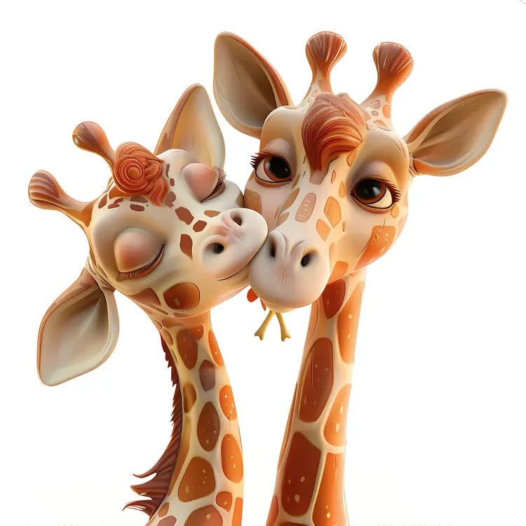 Cute Kissing Giraffes