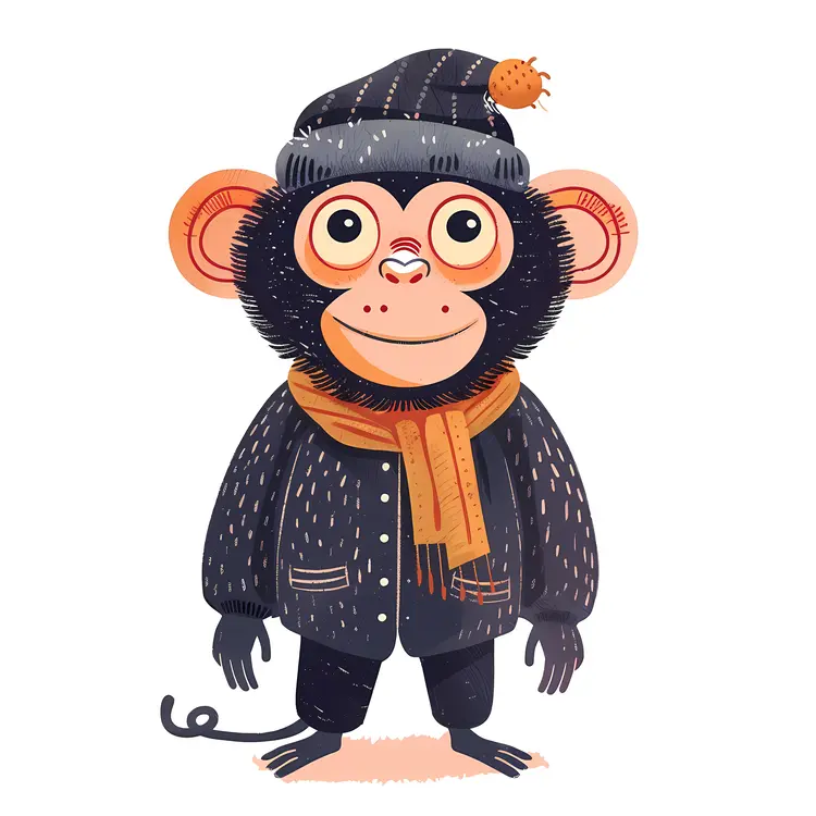Monkey in Winter Attire