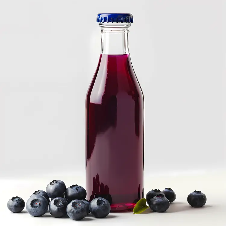 Realistic Blueberry Juice in a Bottle