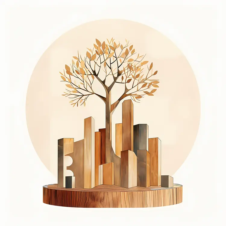 Abstract House with Tree