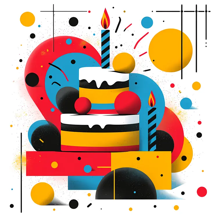 Colorful Cake with Candles for Celebration