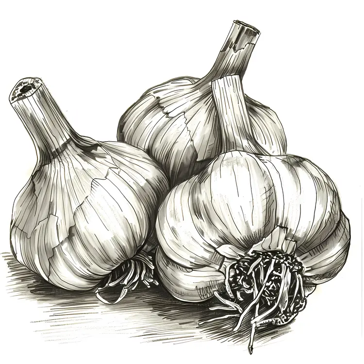 Detailed Garlic Bulbs Sketch