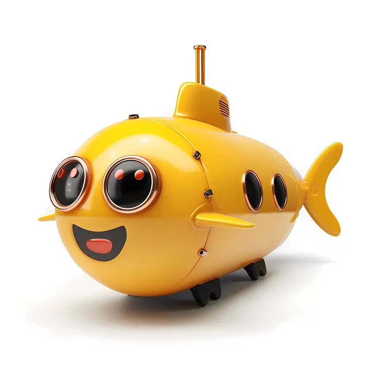 Yellow Submarine with Big Eyes and Smile