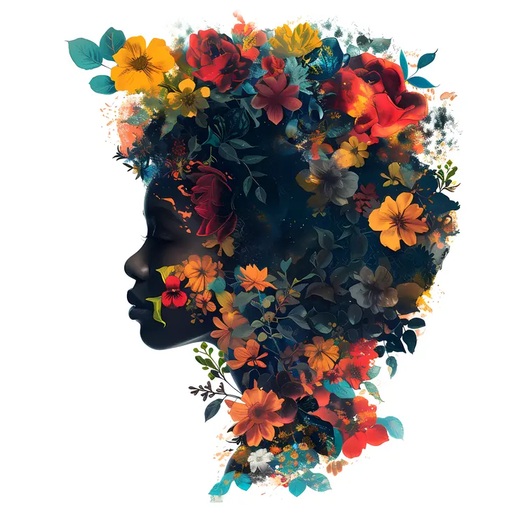 Vibrant Floral Silhouette Art