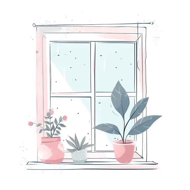 Bright Window with Potted Plants