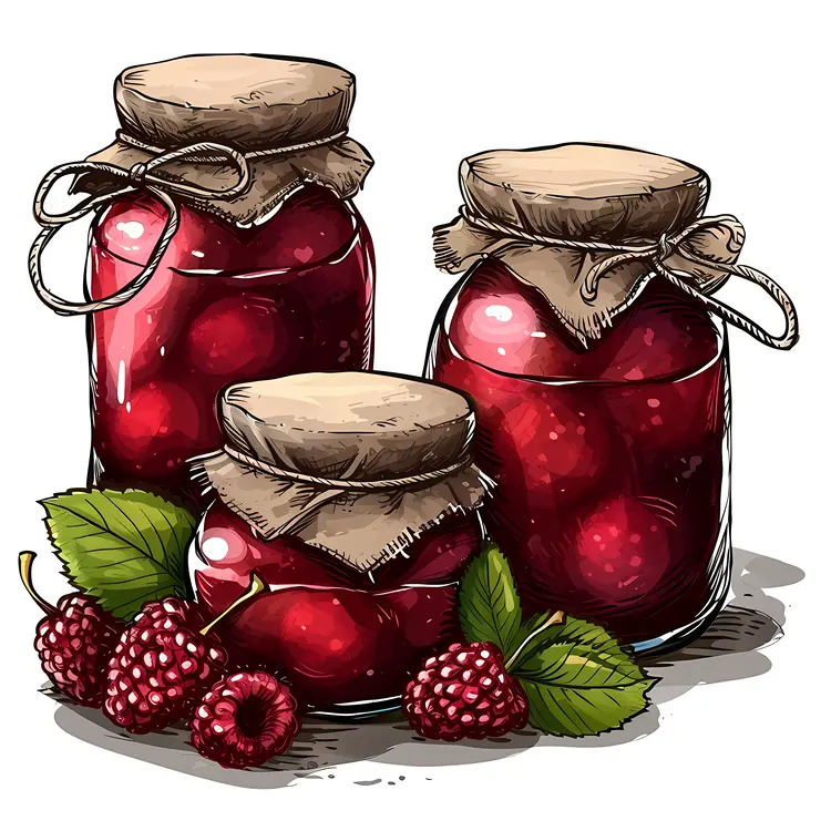 Rustic Jars of Red Berries