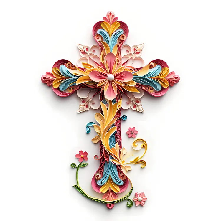 Colorful Cross with Decorative Flowers