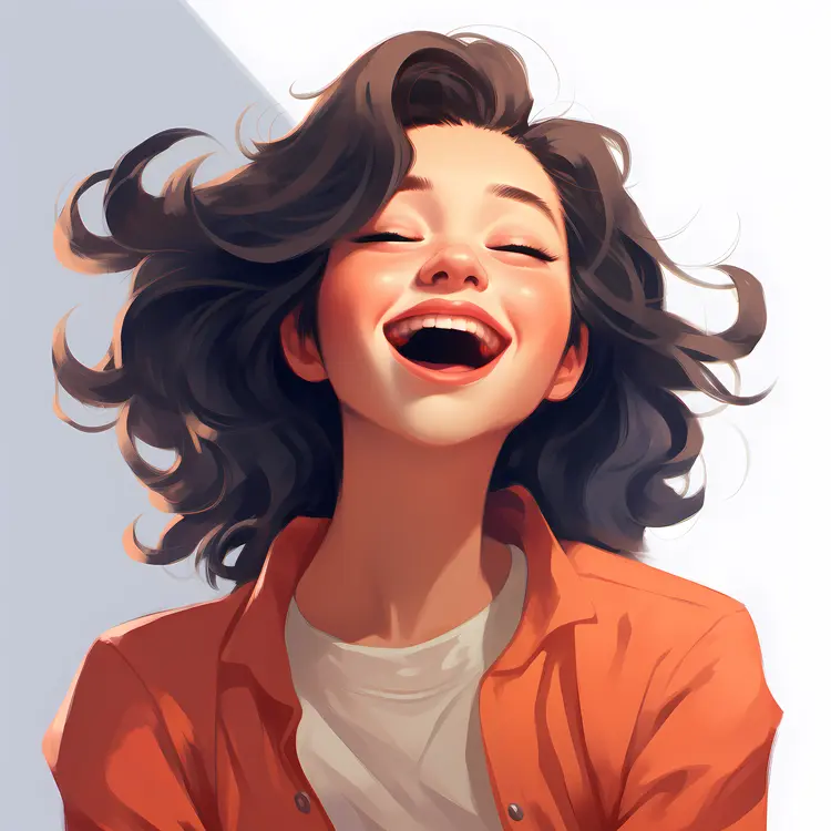 Happy Woman in Orange Jacket