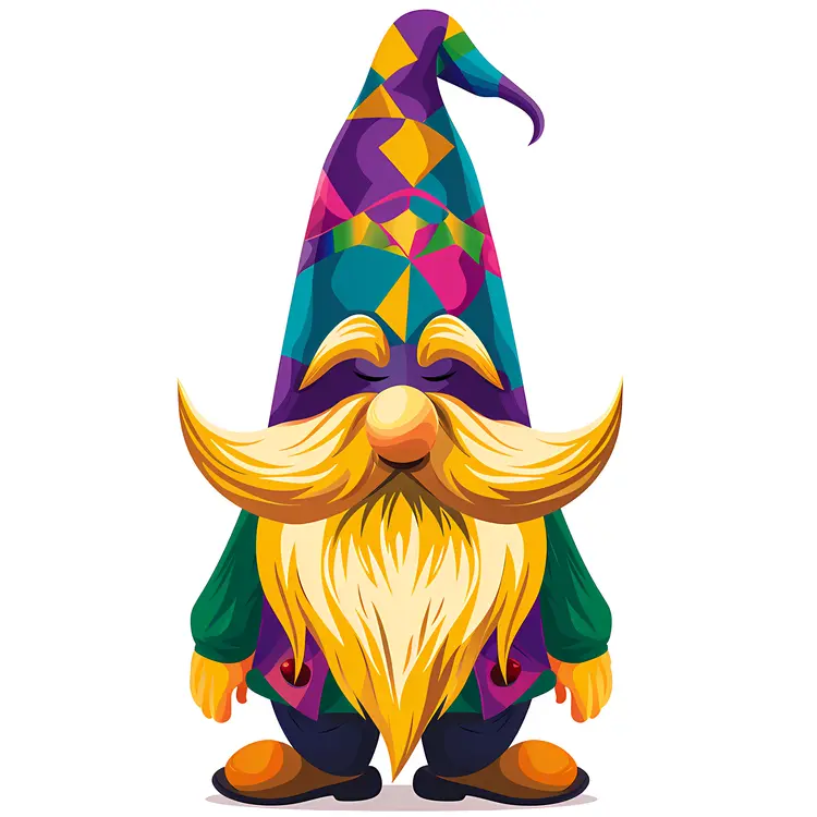 Colorful Gnome with Large Mustache