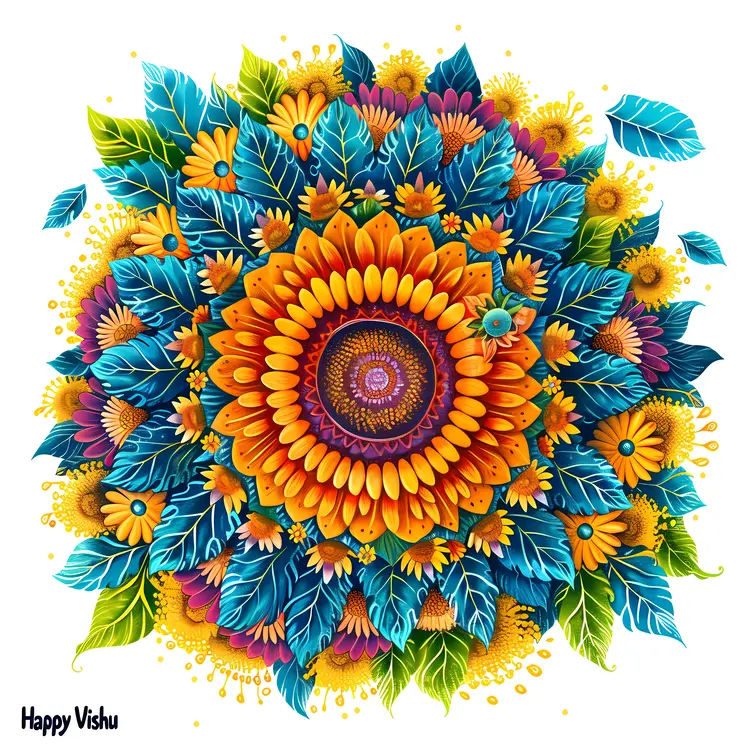 Colorful Floral Mandala for Vishu