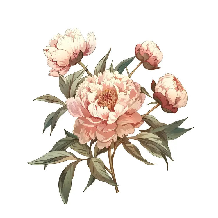 Elegant Peony Flower Illustration