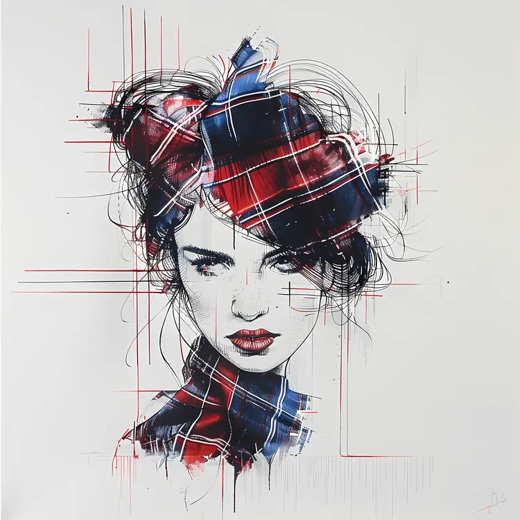 Girl with plaid pattern