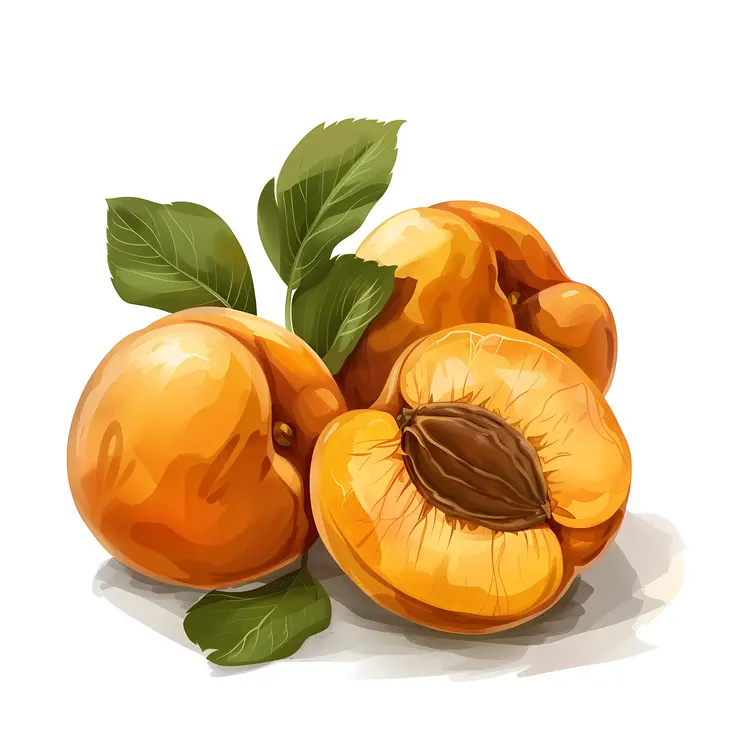 Fresh Apricots with Leaves