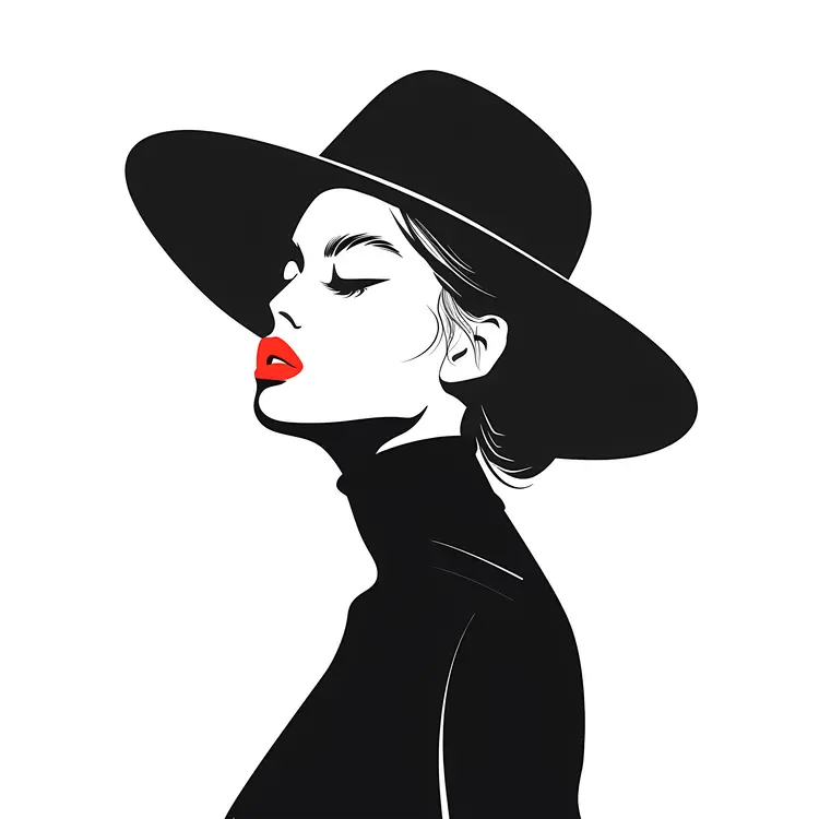 Elegant Woman in Black Hat