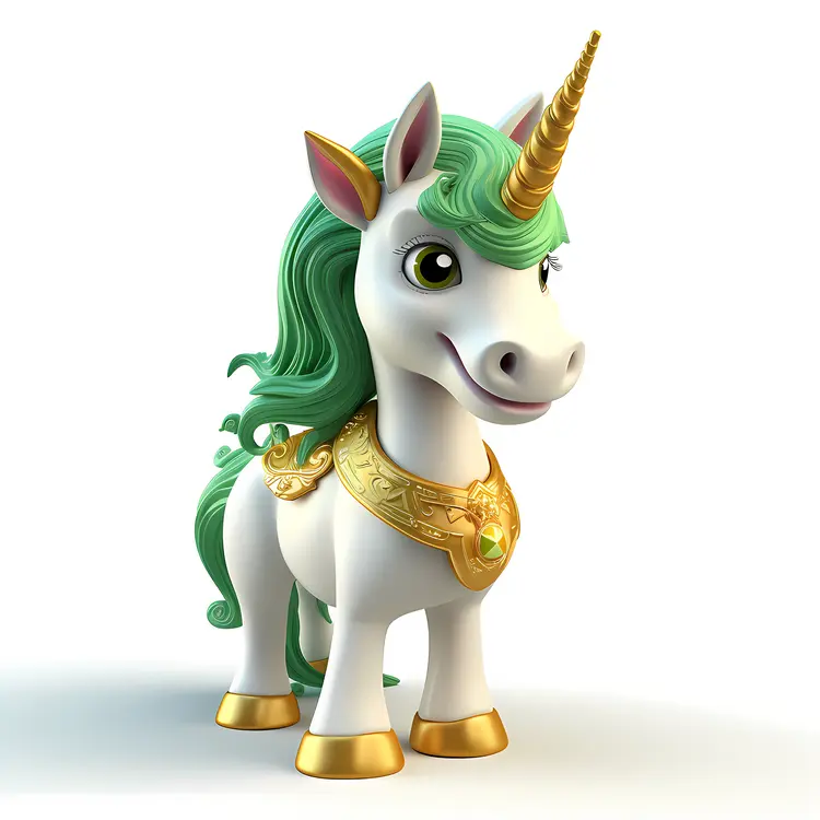 Charming Adorable Unicorn with Green Mane