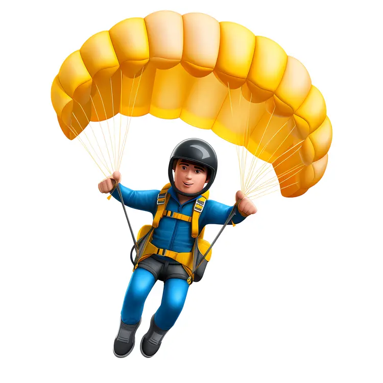 Yellow Parachute with Skydiver