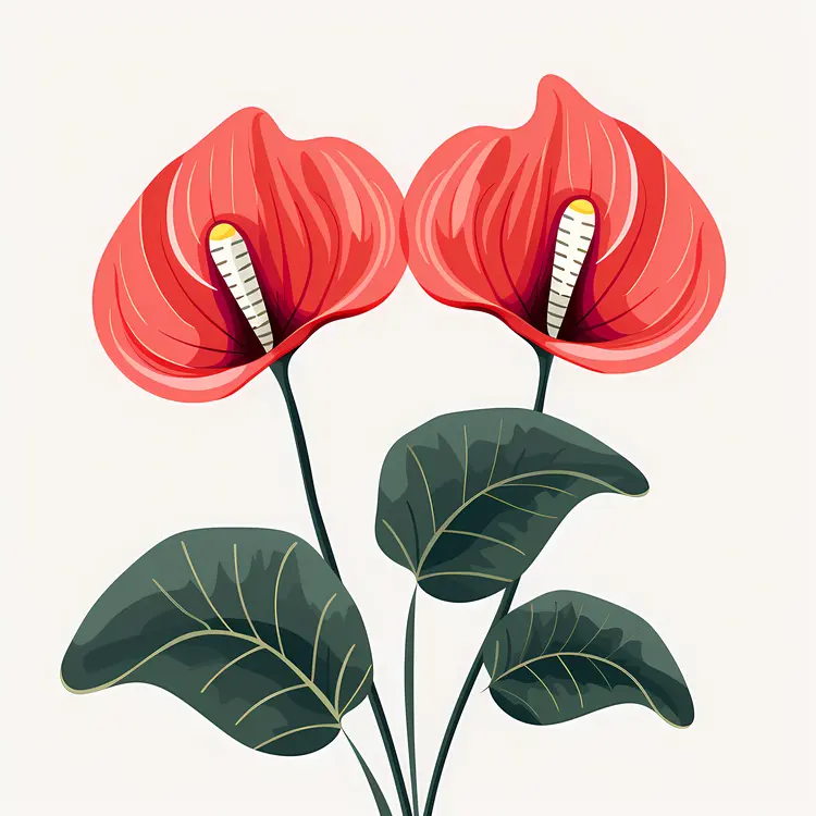 Beautiful Red Flowers with Green Leaves
