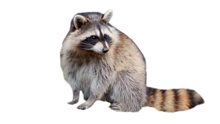 Furry Raccoon with Striped Tail