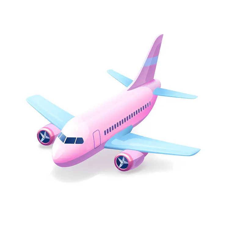 Pink Airplane with Blue Wings