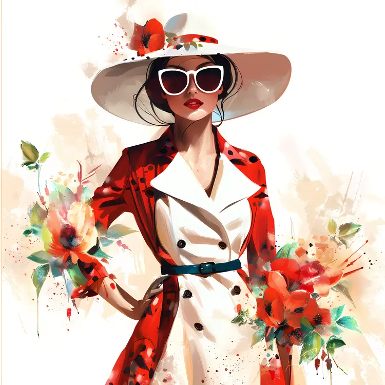 Woman in Hat and Trench Coat