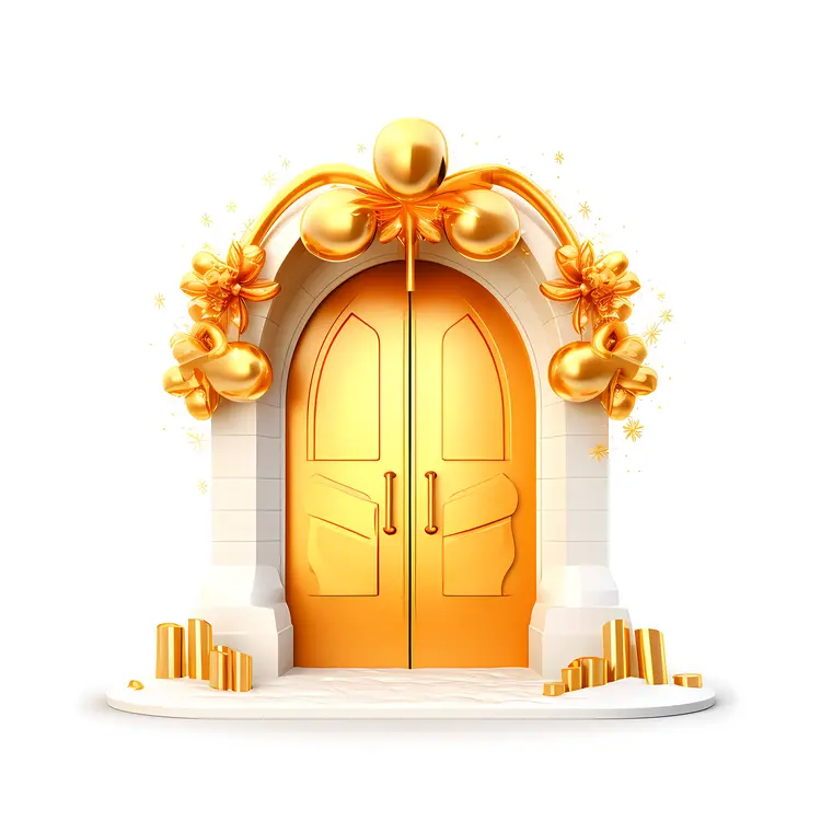 Opulent Golden Door with Archway