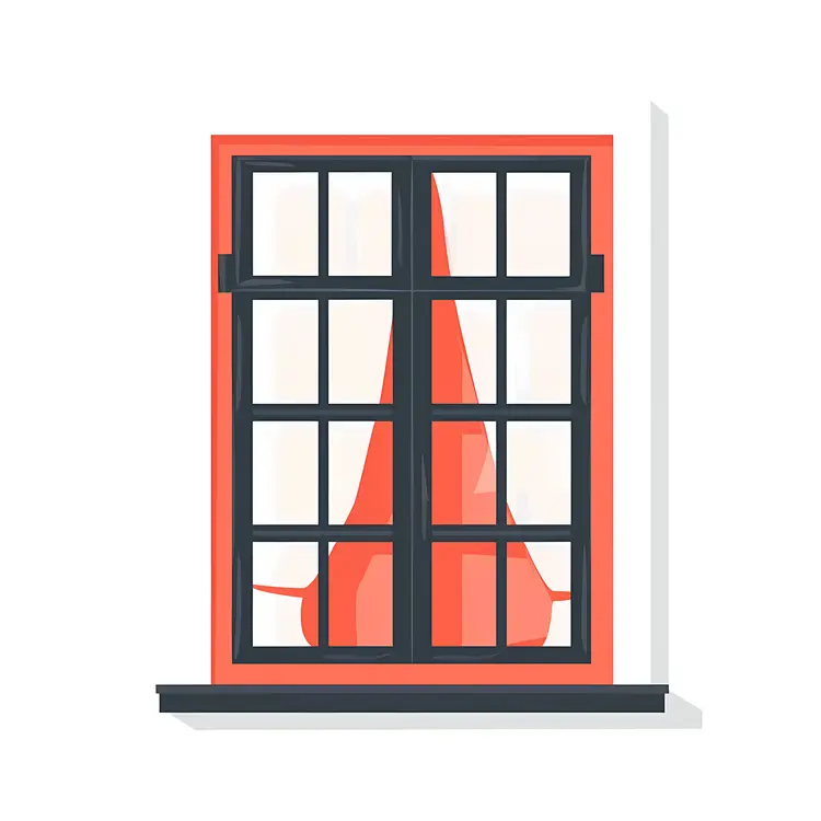 Minimalist Window with Red Hat Silhouette