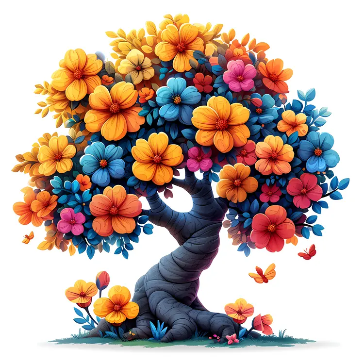 Colorful Flower Tree in Full Bloom