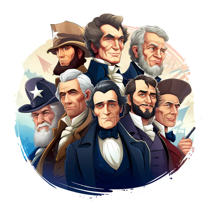 Cartoon Presidents in Historical Attire