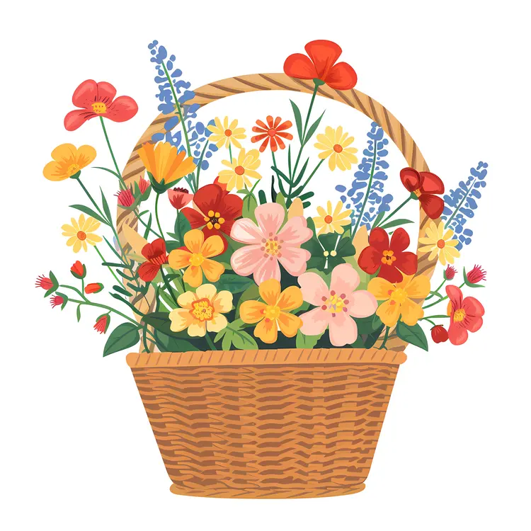 Charming Flower Basket Illustration