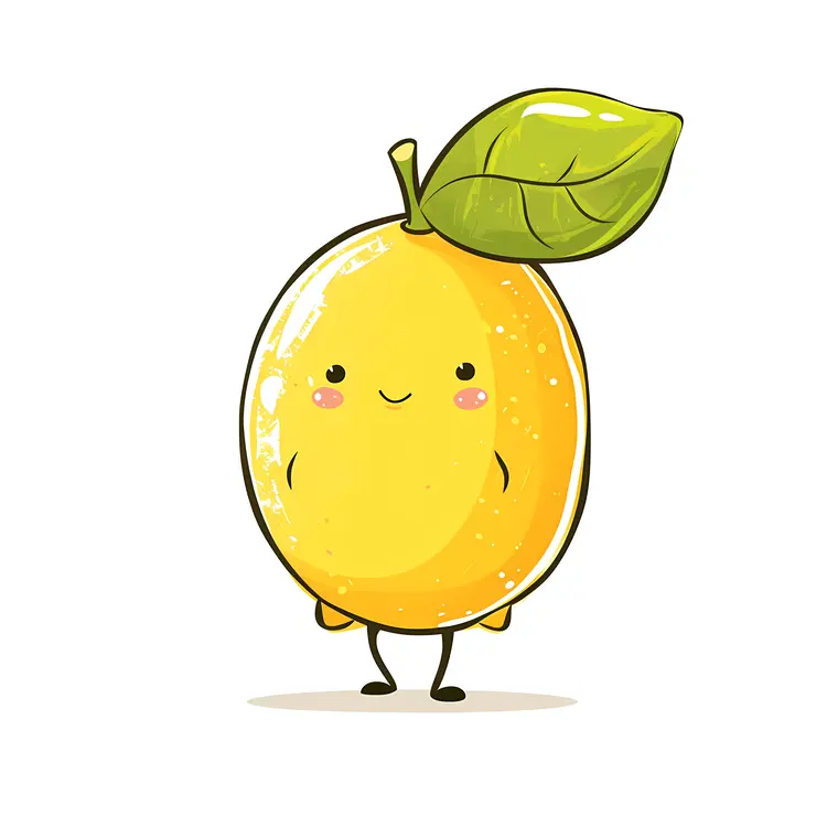 Cute Lemon with Leaf